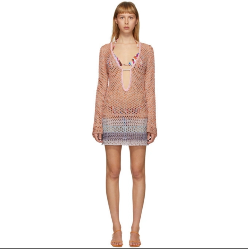 Emilio Pucci Pink, Orange, and Silver Mesh Cover Up/Dress Ft In Japan Vogue